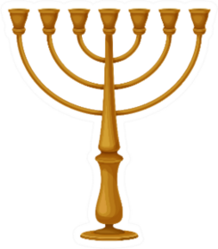 Golden Menorah As Jewish Candelabrum Sticker