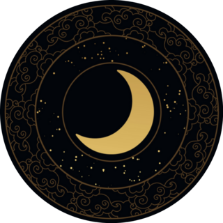 Golden Moon In The Ring Of Clouds Sticker