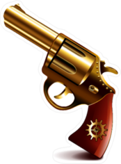 Golden Pistol Revolver Sticker