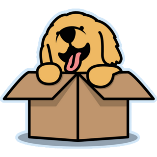 Golden Pup In Box Sticker