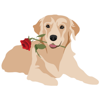 Golden Retriever Rose Sticker
