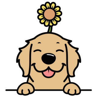 Golden Retriever Sunflower Sticker