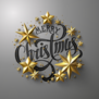 Golden Star Merry Christmas Lettering Sticker