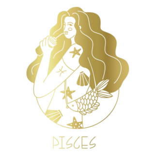Golden Zodiac Sign Pisces Girl Sticker