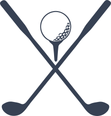 Golf Ball And Tee With Golf Clubs Sticker