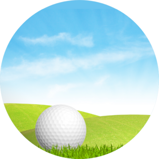 Golf Ball On Green Grass Blue Skies Sticker
