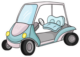 Golf Cart Icon In Cartoon Style Sticker