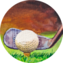 Golf Club And Ball On Green Grass Sport Game Sticker