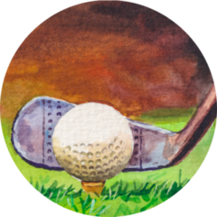 Golf Club And Ball On Green Grass Sport Game Sticker