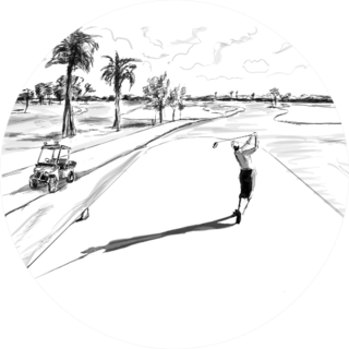 Golf Course Illustration Sketch Sticker