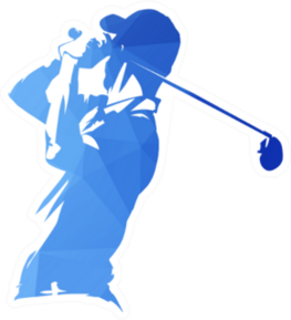 Golf Player, Abstract Blue Geometric Silhouette Sticker