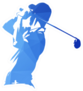 Golf Player, Abstract Blue Geometric Silhouette Sticker