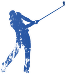Golf Player, Abstract Grungy Vector Silhouette Sticker