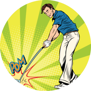 Golf Player Has A Stick In The Ball Sticker