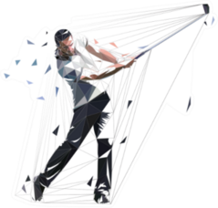 Golf Player, Low Polygonal Golfer, Golf Swing Sticker