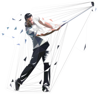 Golf Player, Low Polygonal Golfer, Golf Swing Sticker