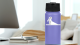 Golf Player Single Line Drawing Sticker on a Water Bottle (New) example