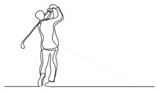 Golf Player Single Line Drawing Sticker