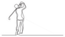 Golf Player Single Line Drawing Sticker