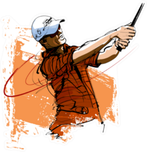 Golf Player With Cap And Sunglasses Illustration Sticker