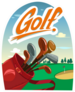 Golf Poster With A Bag And Golf Clubs Sticker