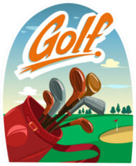 Golf Poster With A Bag And Golf Clubs Sticker