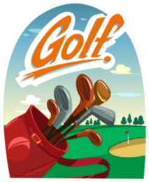 Golf Poster With A Bag And Golf Clubs Sticker