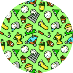Golf Seamless Pattern On Green Sticker