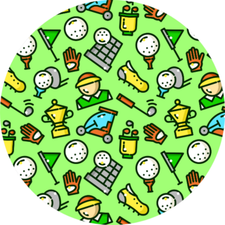 Golf Seamless Pattern On Green Sticker