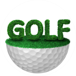Golf With Grass On Half Golf Ball Illustration Sticker