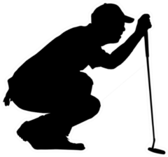 Golfer Kneeling Judging Putting Angle Sticker