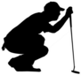 Golfer Kneeling Judging Putting Angle Sticker