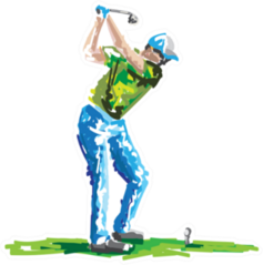 Golfer Swing On Golf Course Colorful Sticker