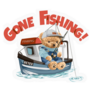 Gone Fishing Bear Sticker 
