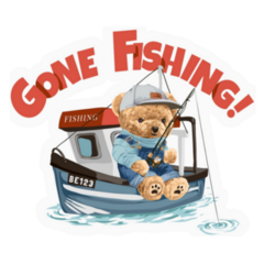 Gone Fishing Bear Sticker 