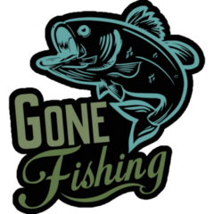 Gone Fishing Black Sticker
