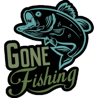 Gone Fishing Black Sticker