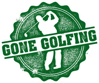 Gone Golfing Vintage Stamp Sticker