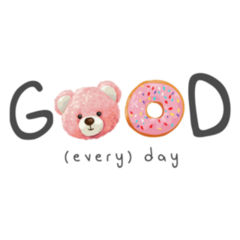 Good Every Day Slogan With Strawberry Donut Sticker