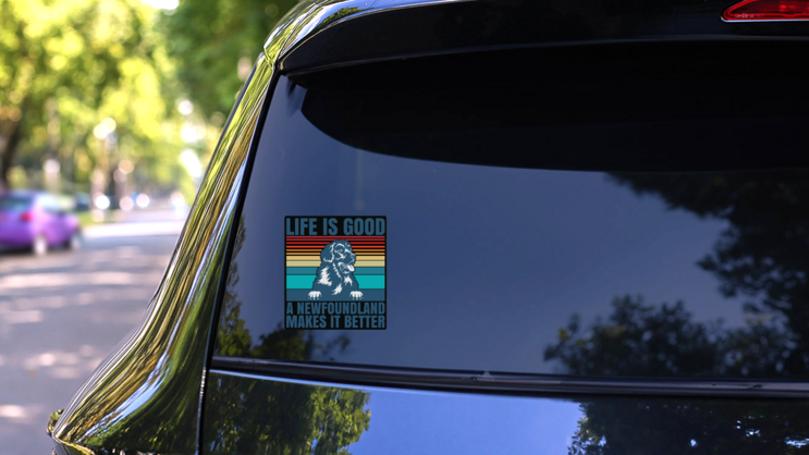 Good Life Newfie Sticker  on a Rear Car Window (New) example
