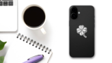 Good Luck Four Leaf Clover Engraving Sticker on a Phone (New) example