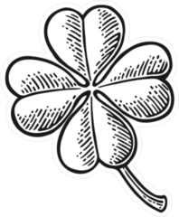 Good Luck Four Leaf Clover Engraving Sticker