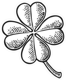 Good Luck Four Leaf Clover Engraving Sticker