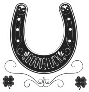Good Luck Horseshoe Four Leaf Clover Sticker