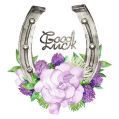 Good Luck Purple Floral Horseshoe Sticker