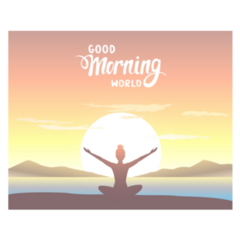 Good Morning World Yoga Sticker
