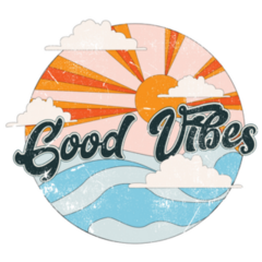 Good Vibes Retro Slogan California Illustration Sticker