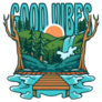 Good Vibes Vibrant Lake Illustration Sticker
