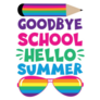 Goodbye School Hello Summer Rainbow Lettering Sticker