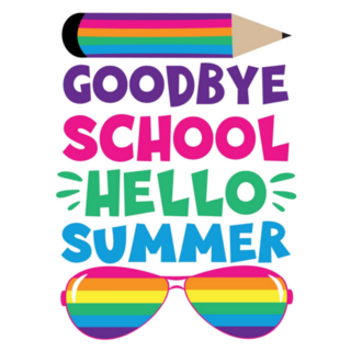 Goodbye School Hello Summer Rainbow Lettering Sticker